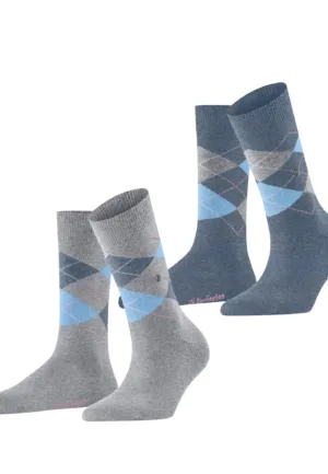 Burlington 2-paar Everyday dames sokken - Argyle - katoenen sokken met ruit print
