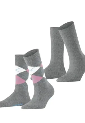 Burlington 2-paar everyday dames sokken - Biologisch katoenen vrouwen sokken met ruit print