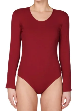 J&C body lange mouw katoen - bodystocking dames - diepe ronde hals - Witte body - zwarte body