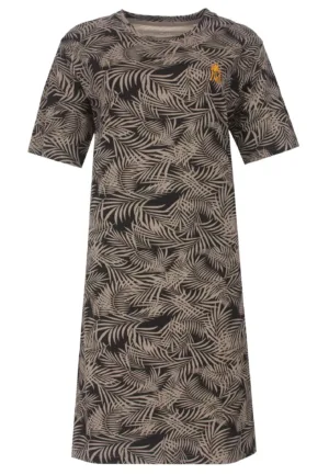 Medaillon dames nachthemd korte mouw - Taupe