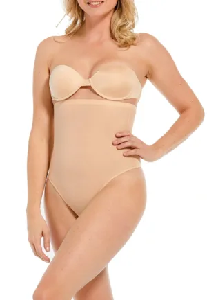 Magic corrigerende string hoog - Hi Waist Thong - Hoge correctie shapewear string - Huidskleur - zwart