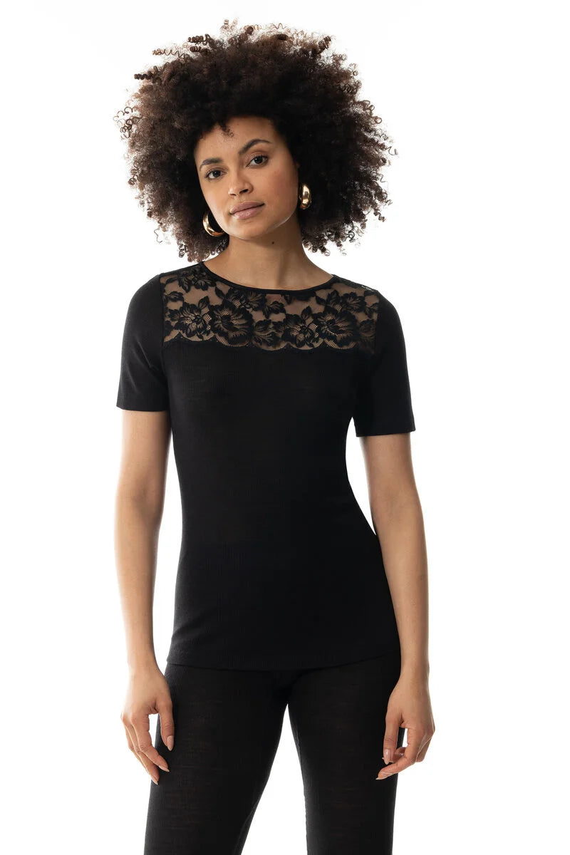 Wollen Thermoshirt korte mouw dames - Kant - Wool Love - Luxe en chique thermo ondershirt