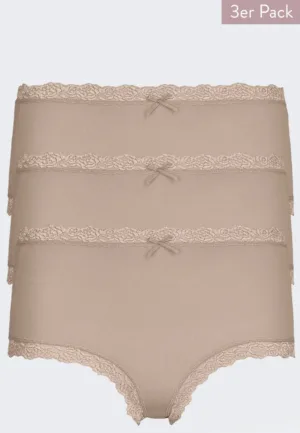3-pack dames Taille slips - Kanten modal dames onderbroek - Katoenen kruisje