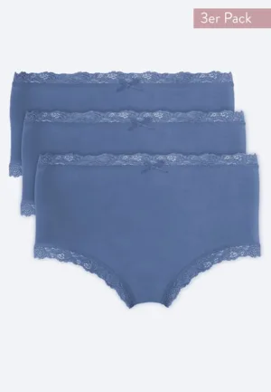 Nina von C 3-pack dames Taille slips - Kanten modal dames onderbroek - Katoenen kruisje