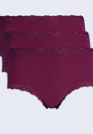 Nina von C 3-pack dames Taille slips - Kanten modal dames onderbroek - Katoenen kruisje