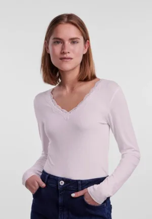 Dames shirt Kant lange mouw - Barbera - Kanten dames ondershirt - Viscose