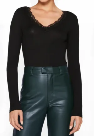 Dames shirt Kant lange mouw - Barbera - Kanten dames ondershirt - Viscose