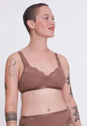 Romance Soft Bra BH zonder beugel - Zonder vulling en niet voorgevormde kanten Bh - Zwart - Wit
