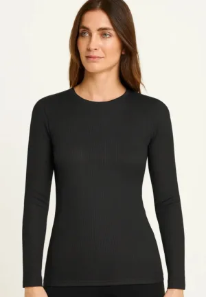 Thermo Rib dames shirt Lange mouw - Warm thermisch ondershirt met ronde hals
