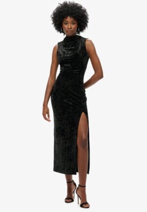 Fluwelen Maxi-jurk Zwart Grootte: 42
