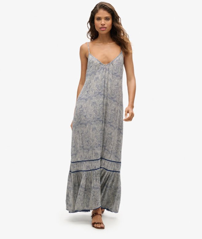 Lange Cami-jurk Blauw Grootte: 34