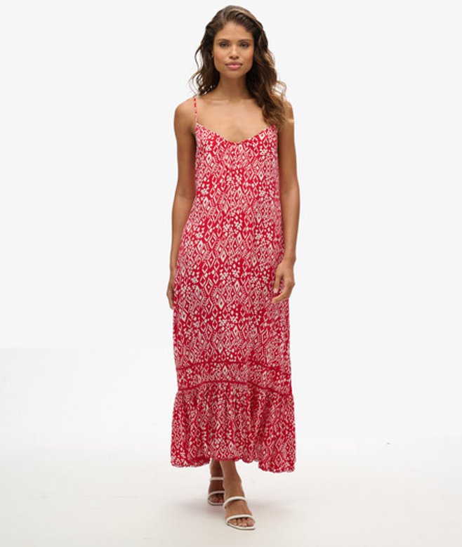 Lange Cami-jurk Rood Grootte: 44