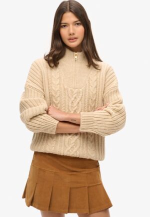 Geplooide Vintage Minirok van Corduroy Bruin Grootte: 38