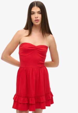 50s Bandeaumini-jurk met Kant Rood Grootte: 40