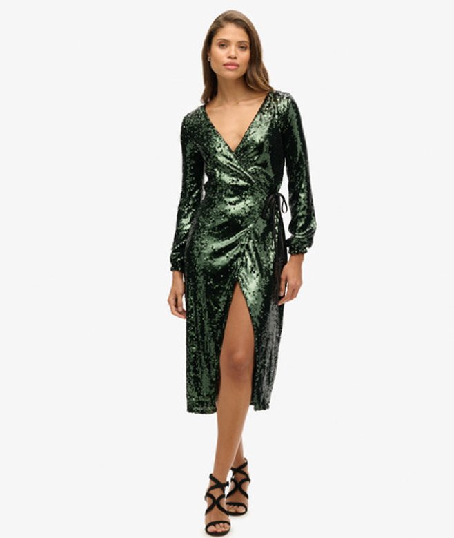 Maxi Wikkeljurk met Lovertjes Groen Grootte: 40