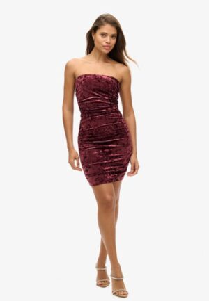 Fluwelen Bandeaumini-jurk Roze Grootte: 42