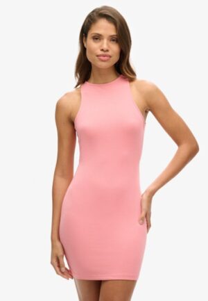 Jersey Mini-jurk met Gekruiste Bandjes Roze Grootte: 40