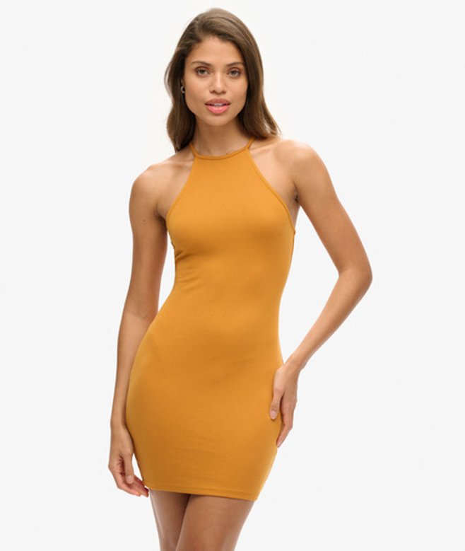 Strappy Racer Mini-jurk van Jersey Geel Grootte: 42