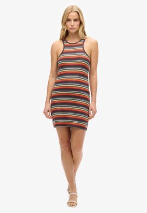 Vintage Gestreepte Racerjurk Multi Grootte: 42