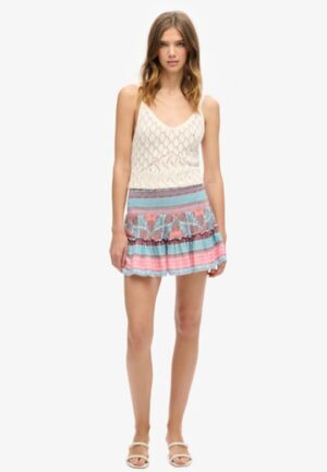 Shirred Minirok met Print Roze Grootte: 44