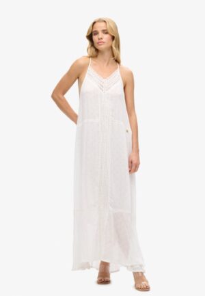 Maxi-jurk met Kanten Rand Wit Grootte: 40