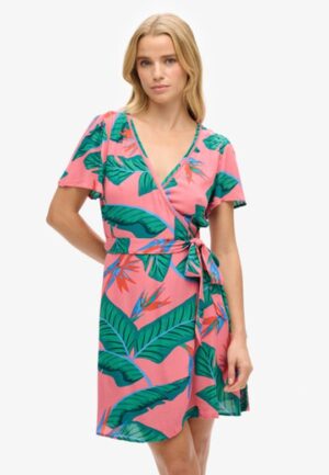 Mini-wikkeljurk met Print Roze Grootte: 42
