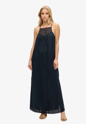 Lace Halter Maxistrandjurk Blauw Grootte: 44