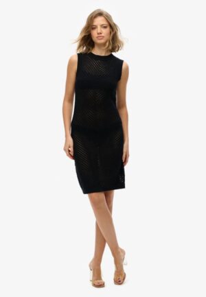 Gehaakte Mini-jurk met Visgraatmotief Black Grootte: 42