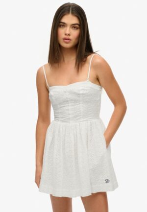 Minicami-jurk met Broderie White Grootte: 42