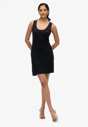 Mouwloze Mini Jurk Zwart Grootte: 36