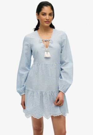 Gelaagde Mini-jurk van Broderiekant Light Blue Grootte: 44