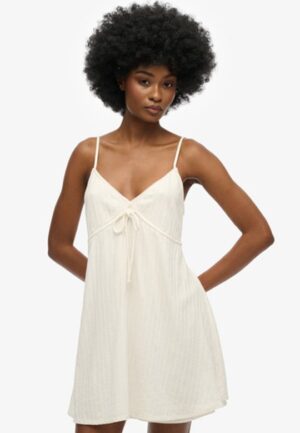 Geweven Cami Mini-jurk met Textuur Wit Grootte: 34