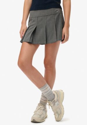 Krijtstreep Plooirok Mini Grey Grootte: 42