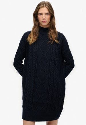 Slouchy Cable Knit Jurk Blauw Grootte: 36