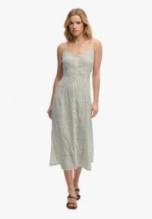 Print Button Down Cami Midi-jurk White Grootte: 42