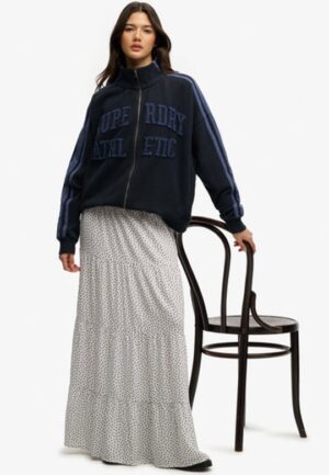 Geweven Gelaagde Maxi Rok White Grootte: 42