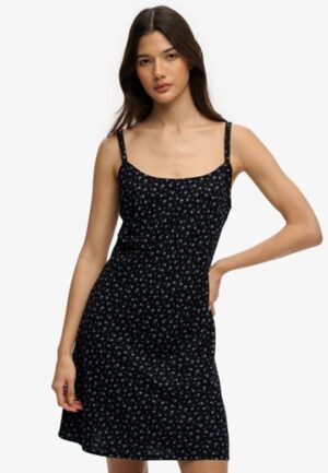Geprinte Cami Minijurk Black Grootte: 34