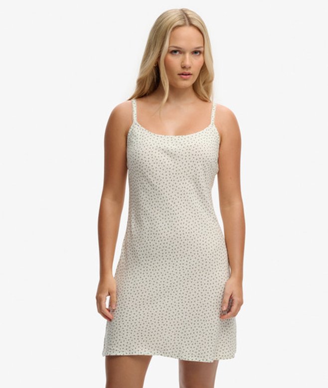 Geprinte Cami Minijurk White Grootte: 36