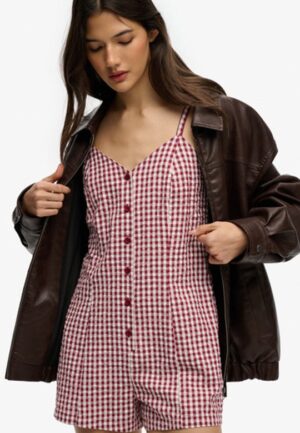 Gingham Cami Playsuit Red Grootte: 42