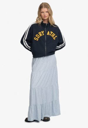 Geweven Gelaagde Maxi Rok Blue Grootte: 44