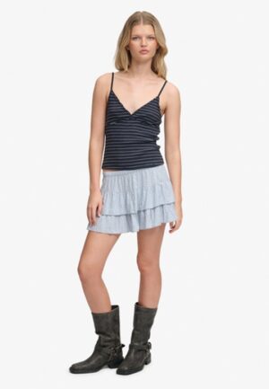 Bedrukte Gelaagde Minirok Blue Grootte: 34