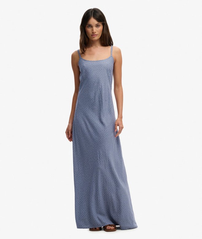 Maxi-jurk met Print Blue Grootte: 42