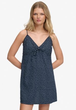 Geweven Cami-jurk met Textuur Blauw Grootte: 38