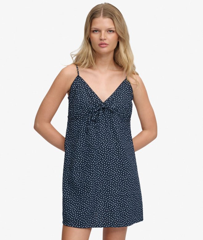 Geweven Cami-jurk met Textuur Blauw Grootte: 38