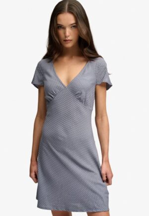 Geprinte Mini-jurk met Sweetheart Hals Blue Grootte: 38