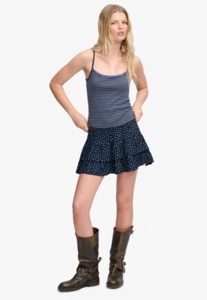 Bedrukte Gelaagde Minirok Blauw Grootte: 36