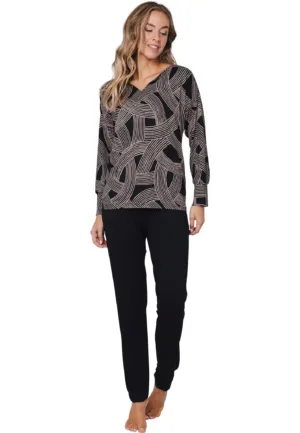 Pastunette dames pyjama lange mouwen - Zwart