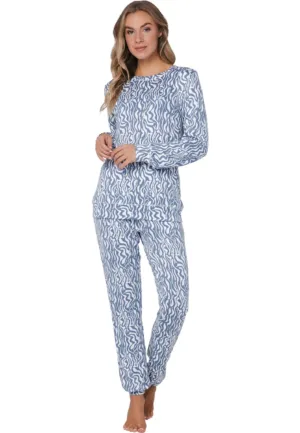 Pastunette Fleece dames pyjama lange mouwen - Blue mirage