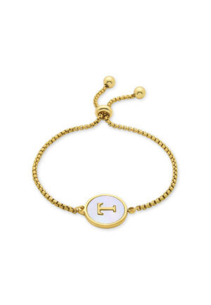 Luxenter armband in wit parelmoer afgewerkt in 18K geel goud - Alfabet