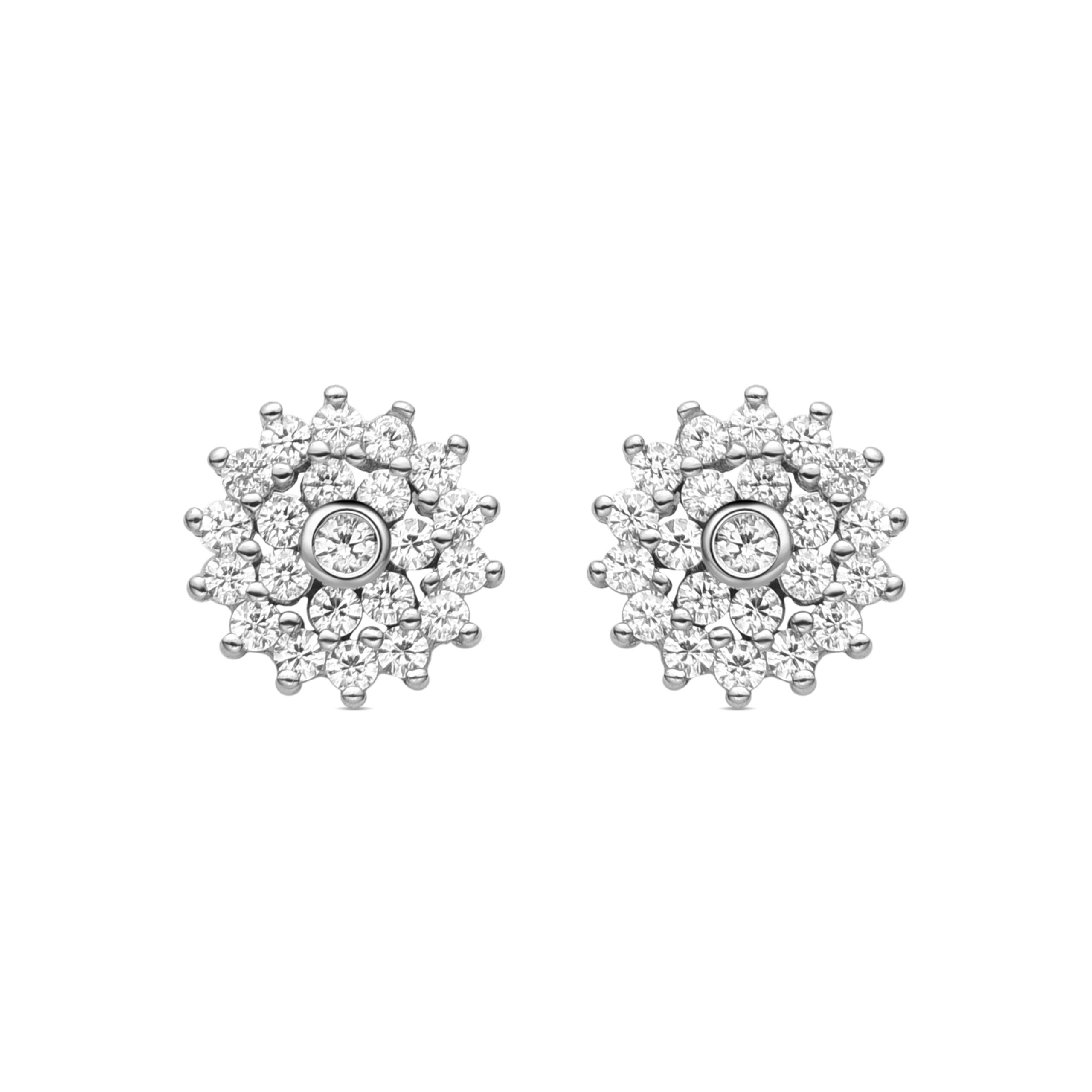 Luxenter Sterling zilveren 925 oorbellen met gerhodineerde briljant zirkonia - Maliai